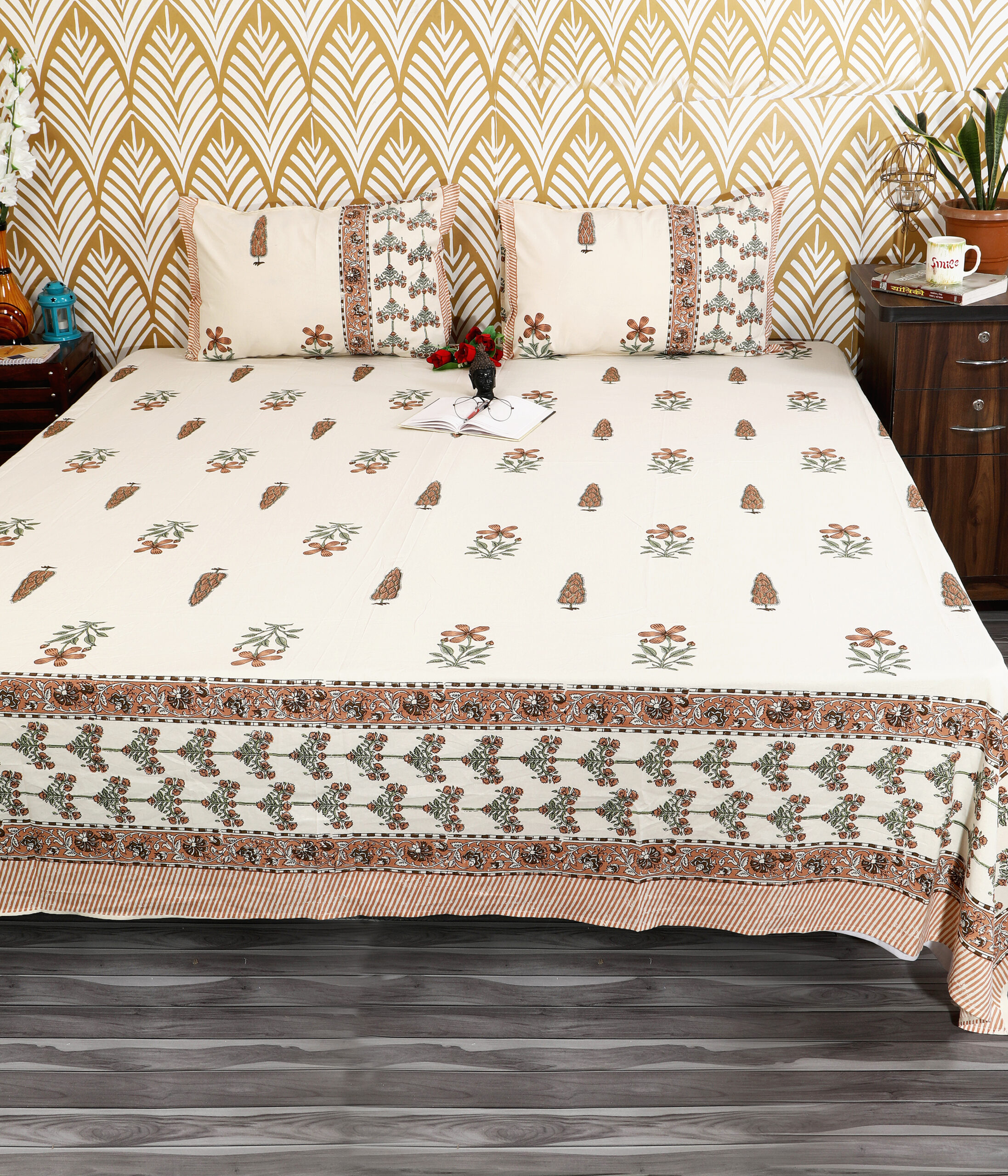 Murugan 5660 cotton king bedsheet hand block printed wholesale India