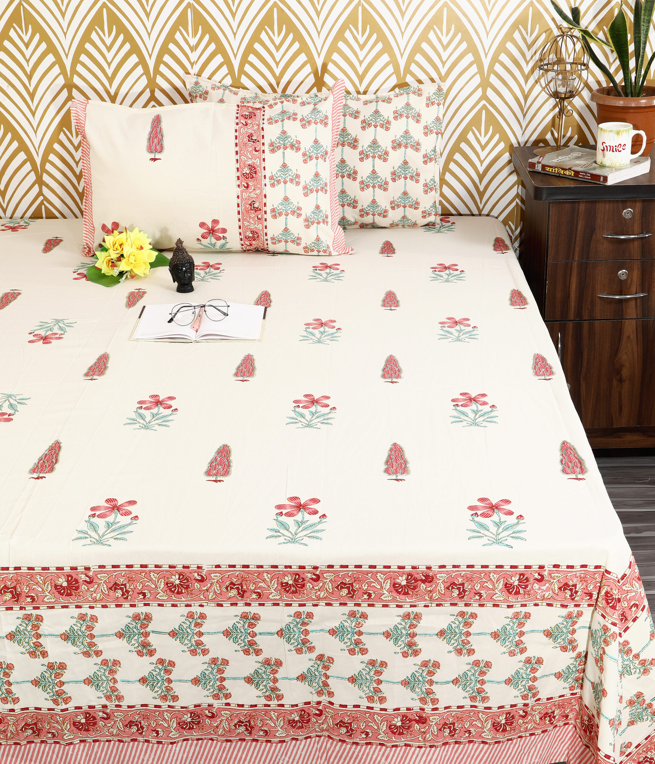 California King hand block cotton bedsheet export India wholesale Highmour