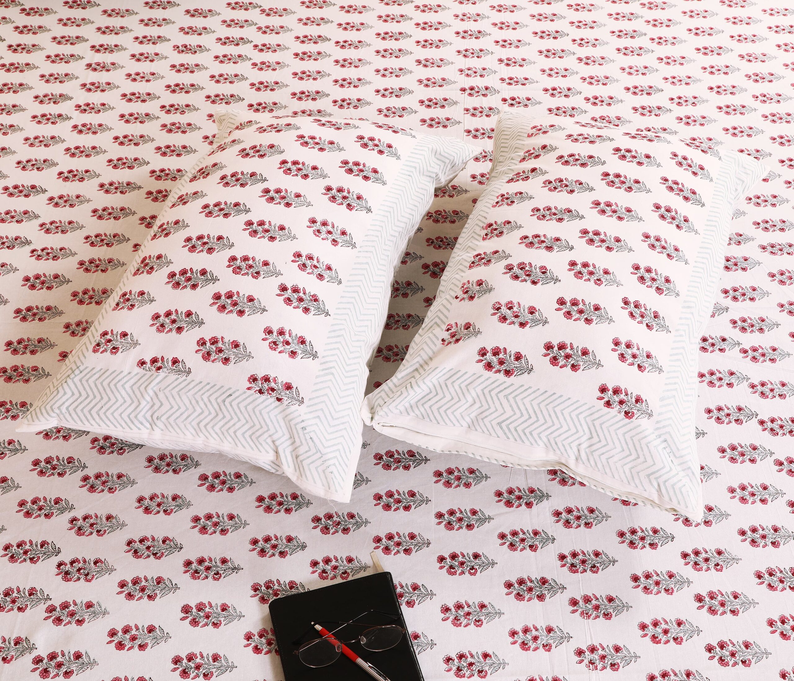Amer Gulab hand block printed double bedsheet wholesale bulk Jaipur India