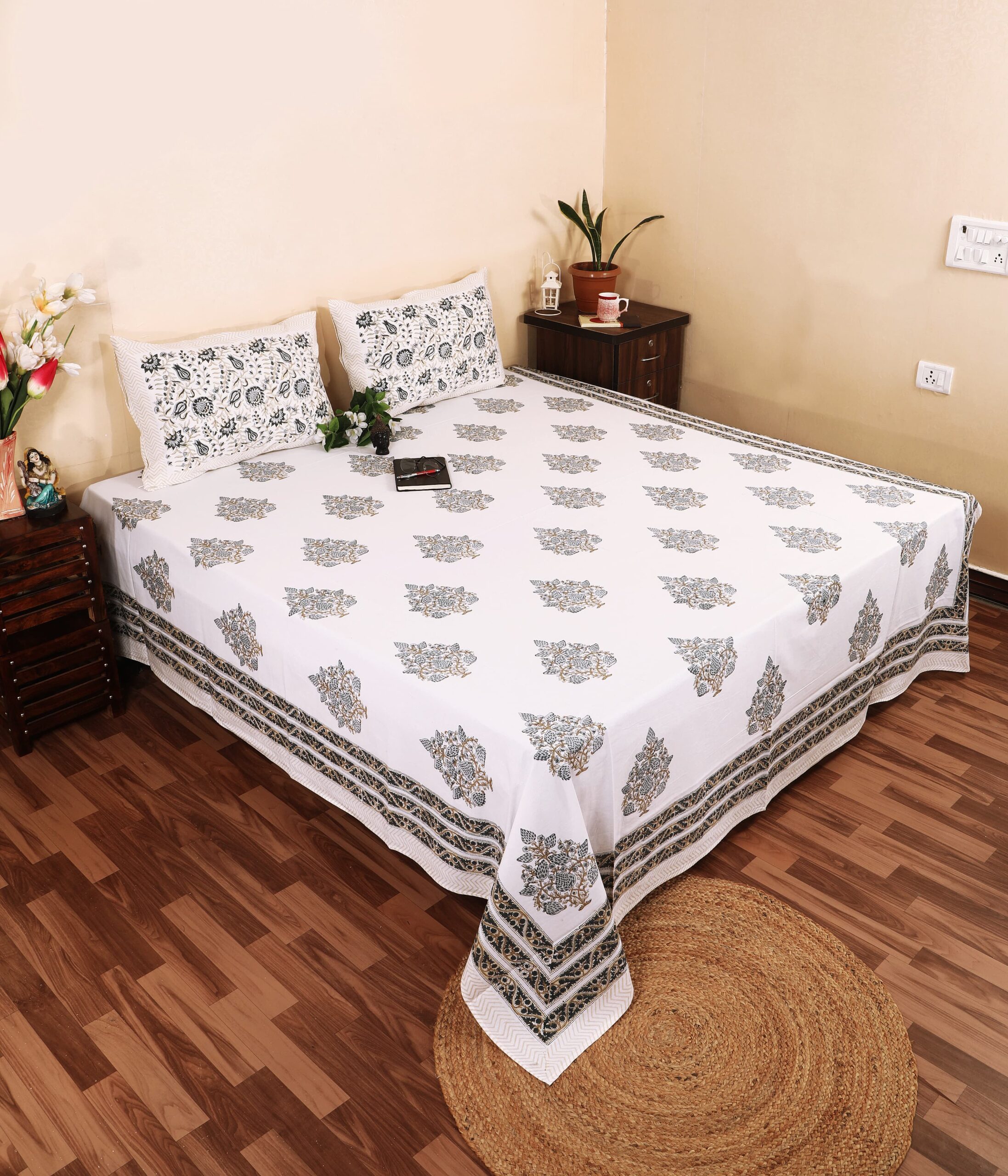 Jaipuri block print double bedsheet wholesale India sample