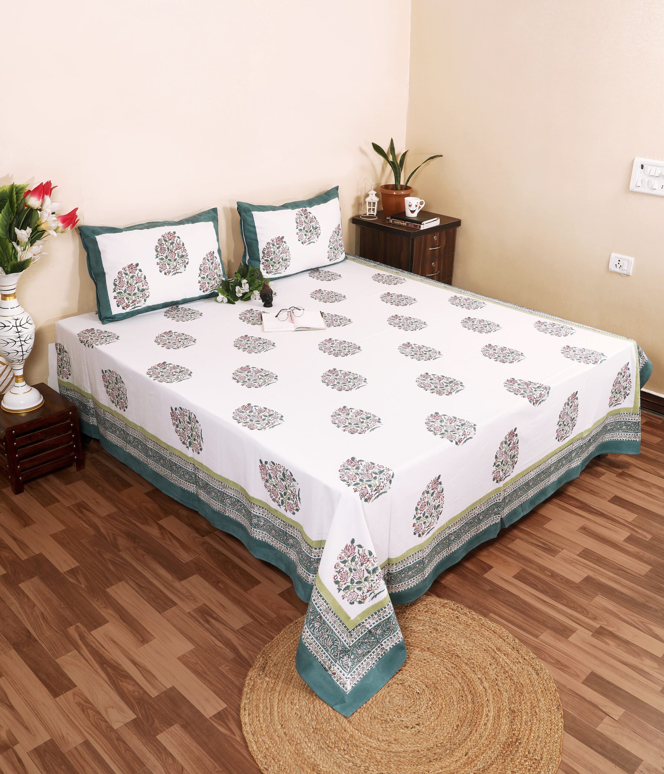 Hand block printed cotton bedsheet wholesale Jaipur India