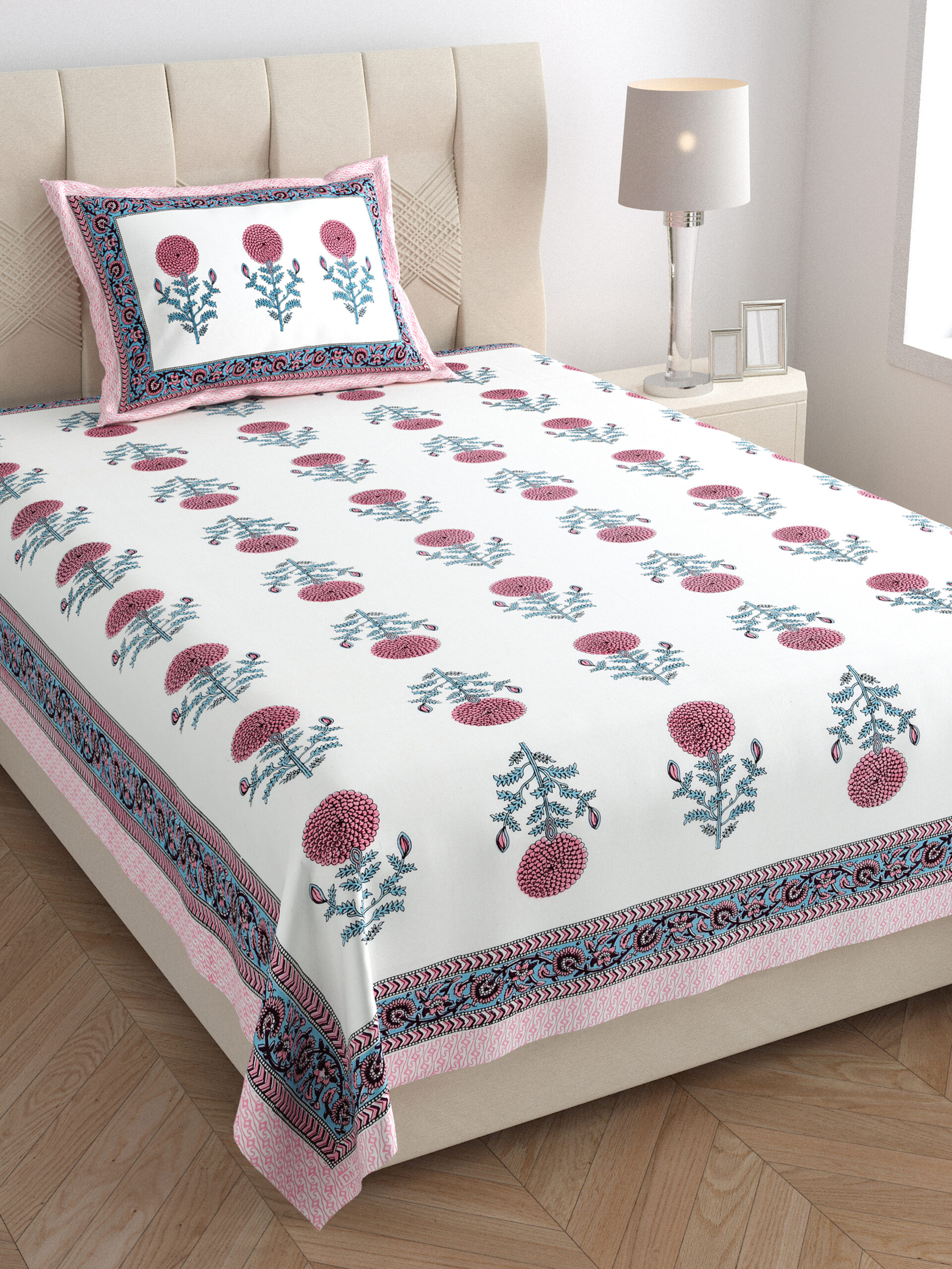 Sanganeri print single bedsheet sample wholesale