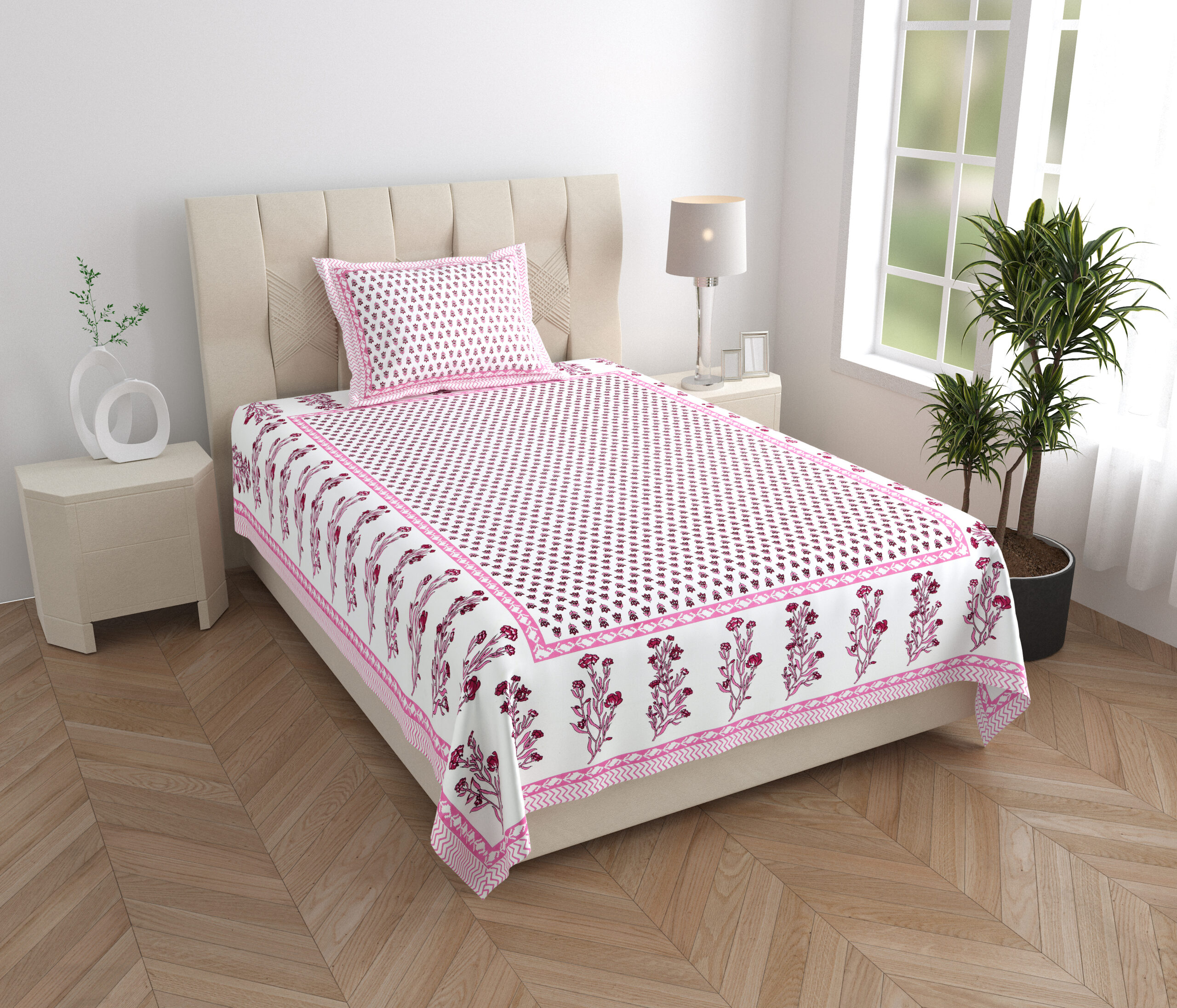 Sanganeri printed cotton bedsheet wholesale Jaipur India Highmour