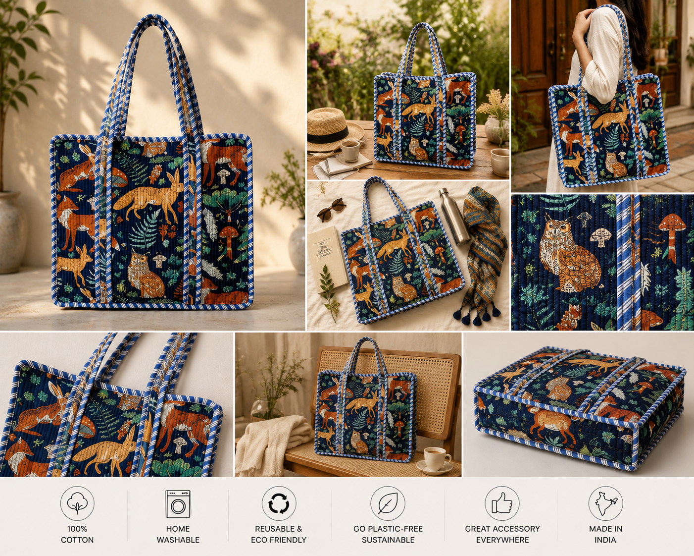 Highmour wholesale 100% cotton printed bags Jaipur India