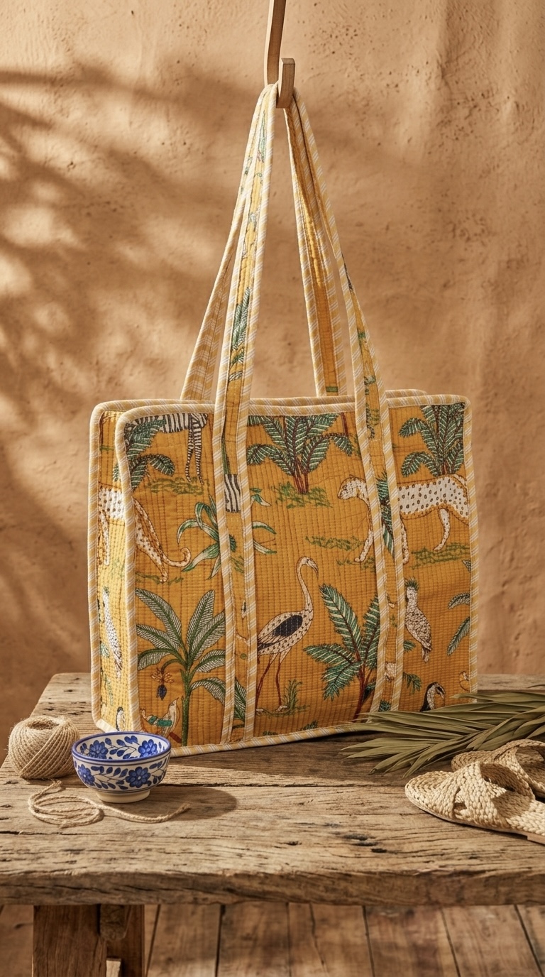 Highmour cotton bags wholesale manufacturer Jaipur India quilted printed