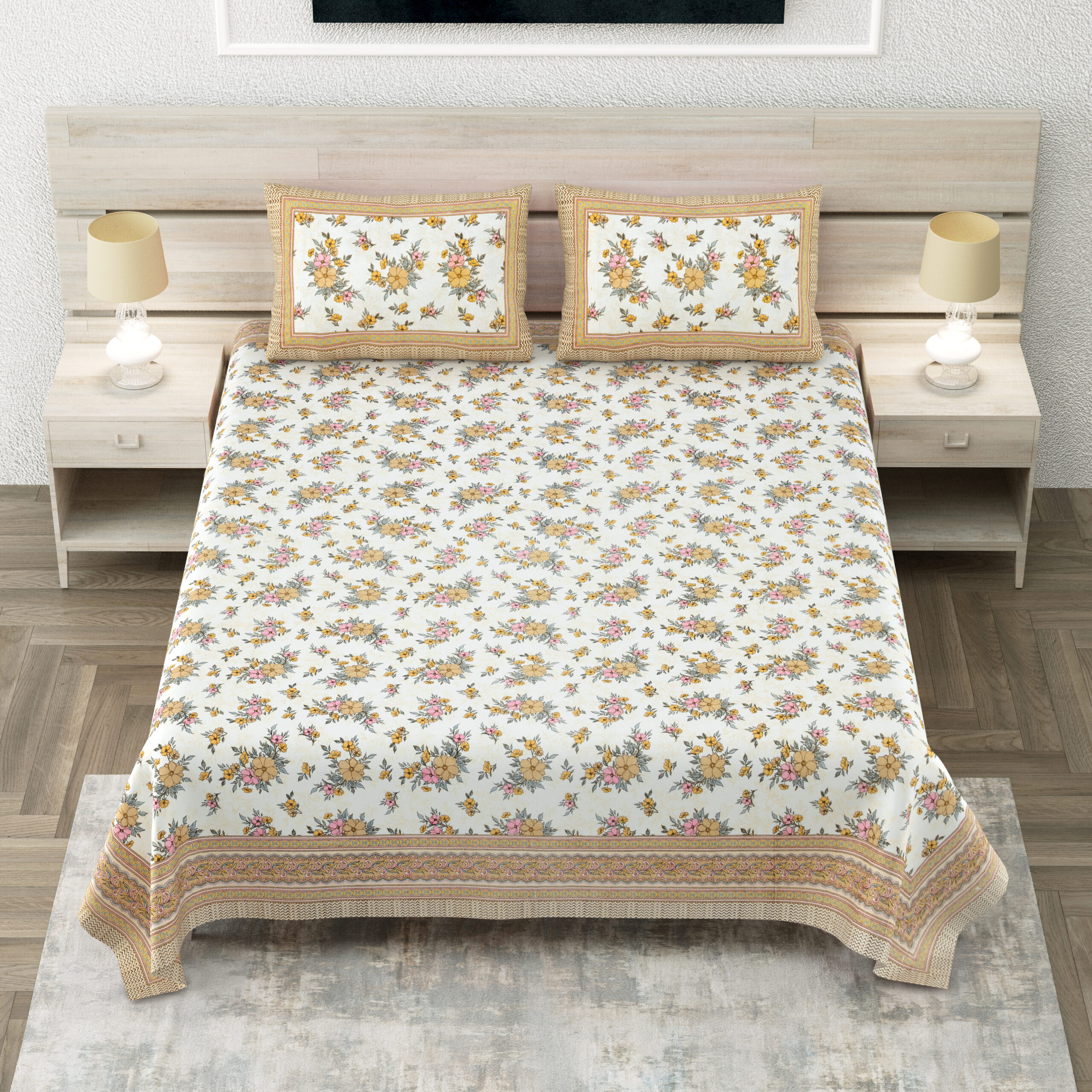 Jaipur Sanganeri king bedsheet wholesale sample India Highmour