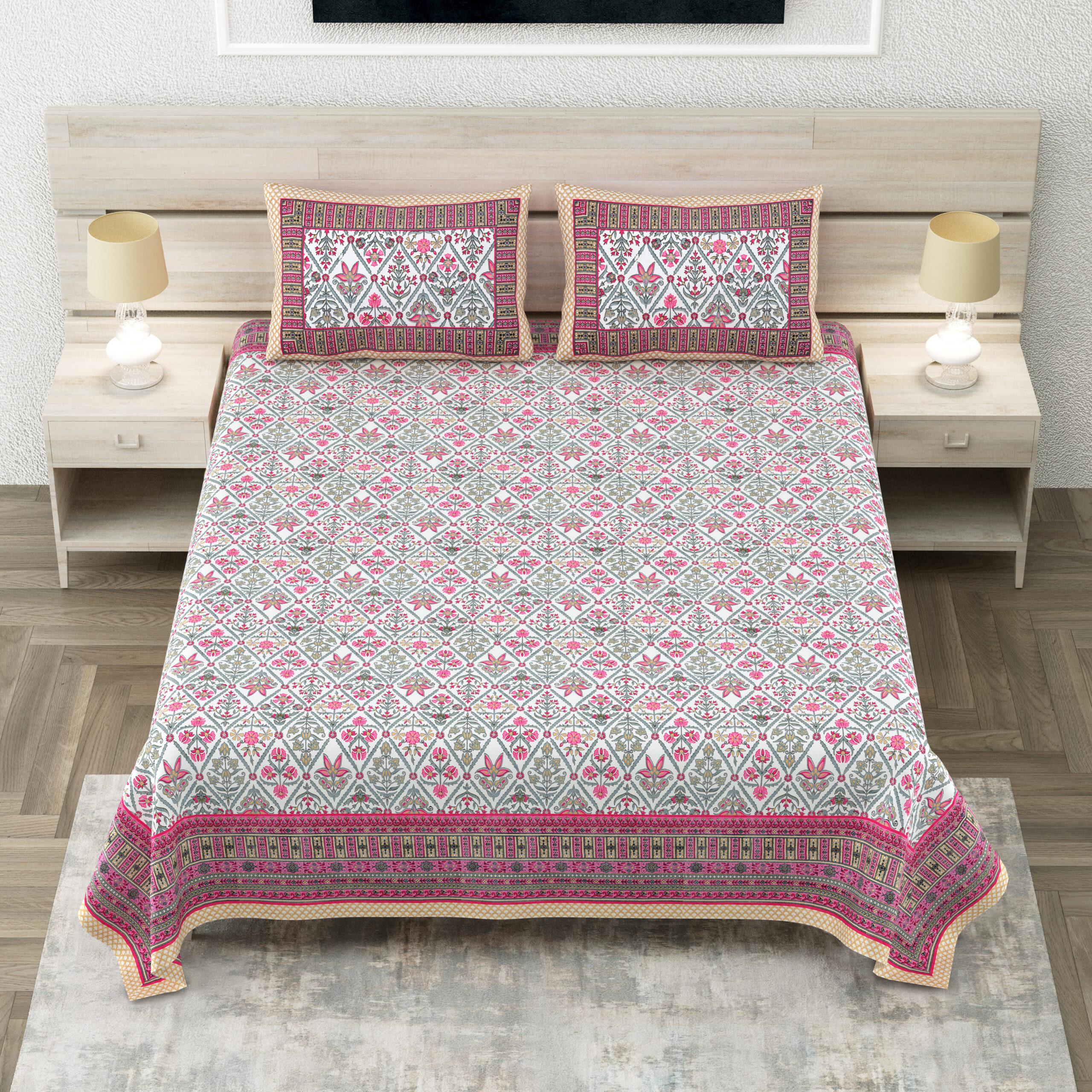 Jaipur Sanganeri king size bedsheet wholesale India sample