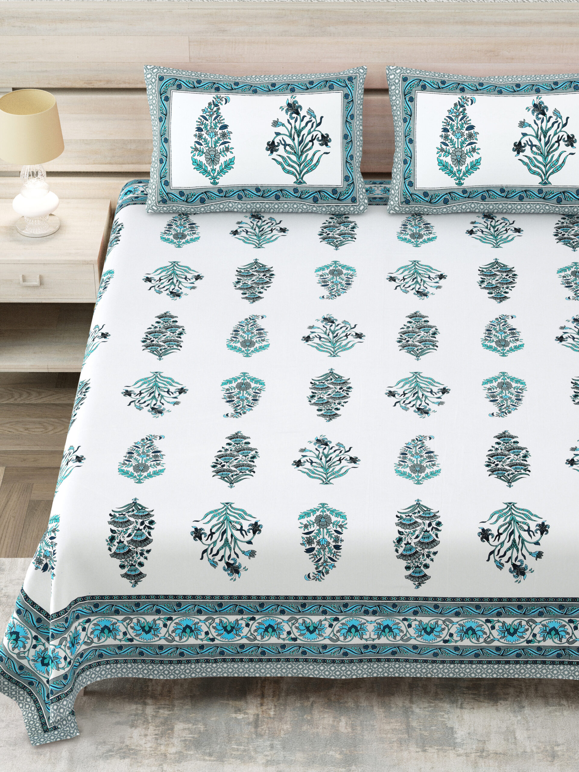 Sanganeri print king bedsheet wholesale India Highmour