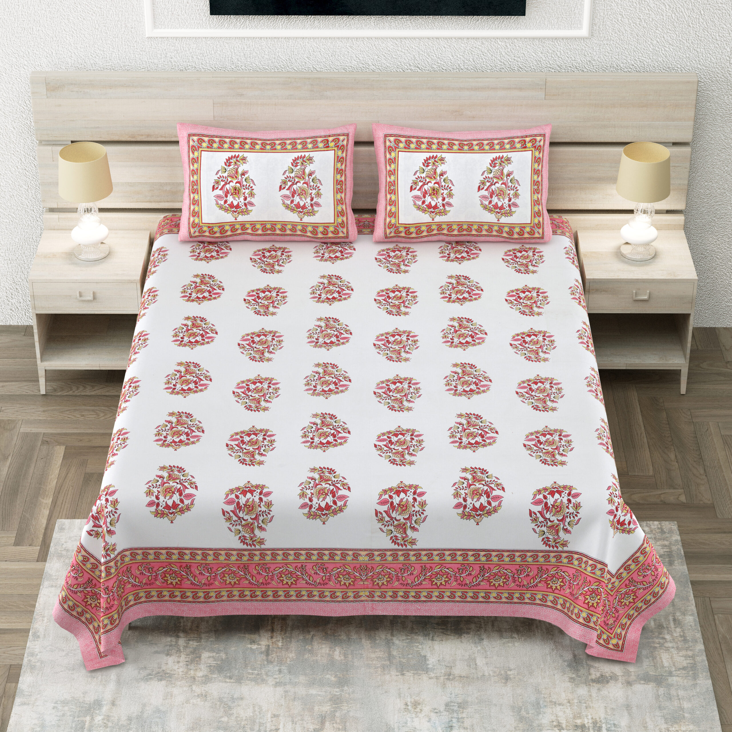 Jaipur Sanganeri king size bedsheet wholesale sample