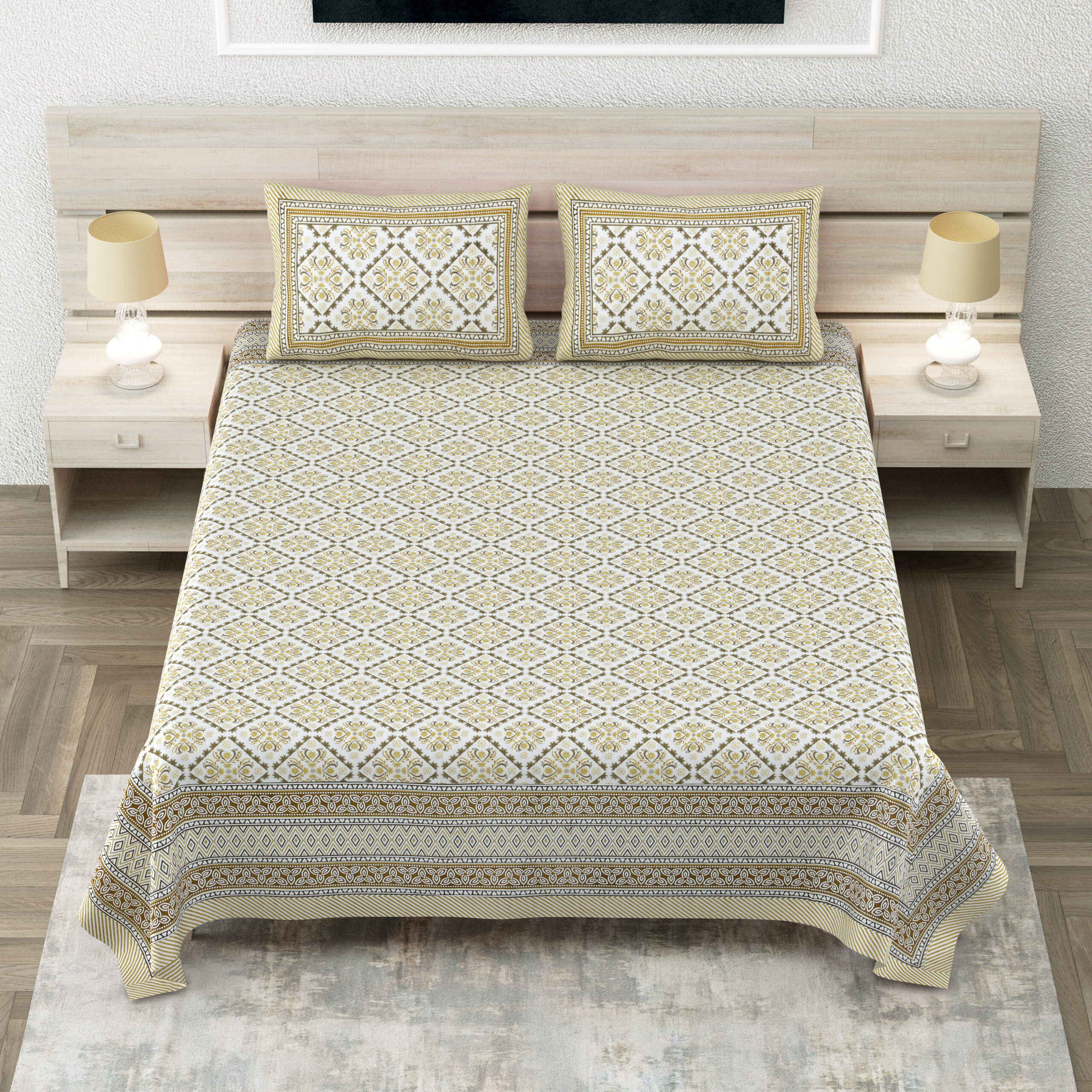 Wholesale Sanganeri king size cotton bedsheet India Highmour